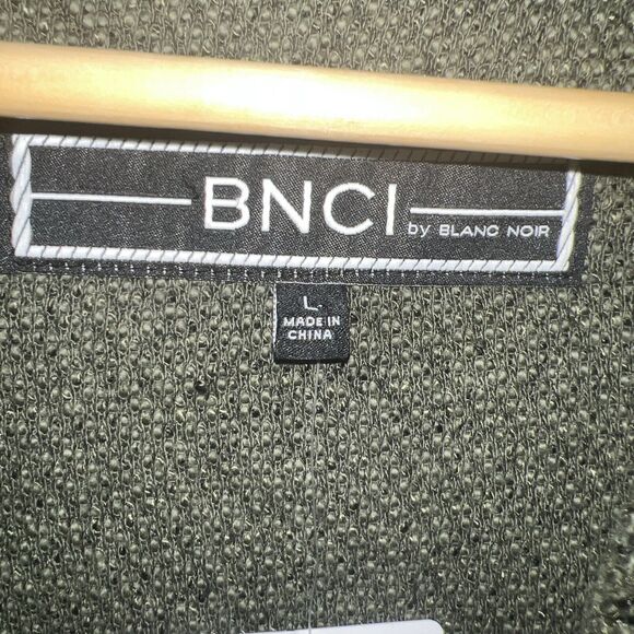 BNCI Blanc Noir Womens Open Front Waterfall Asymmetric Cardigan Green Sweater Lg - Picture 10 of 16